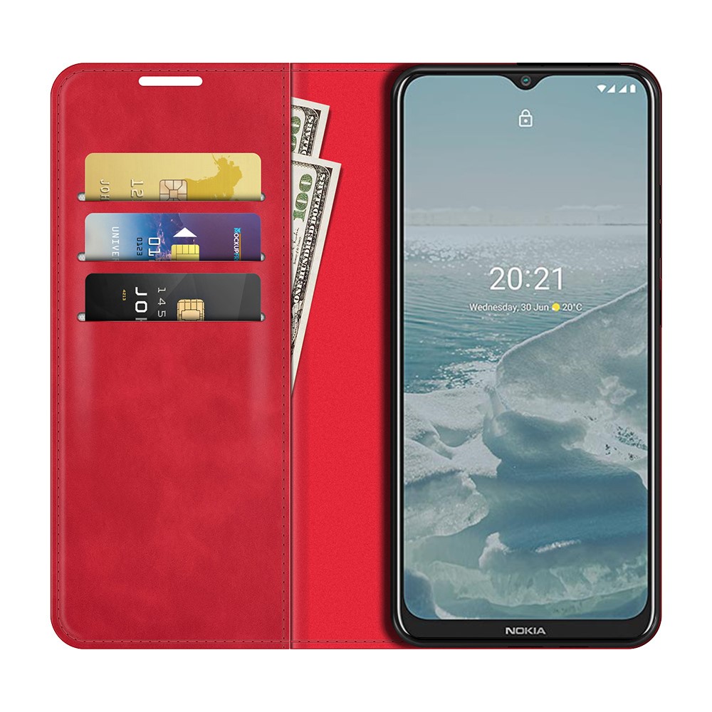  Nokia G10 / G20 Fodral Skin Touch Läder Röd