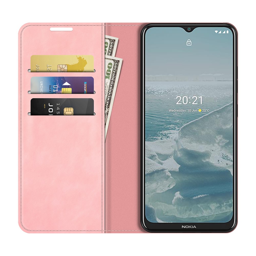  Nokia G10 / G20 Fodral Skin Touch Läder Rosa