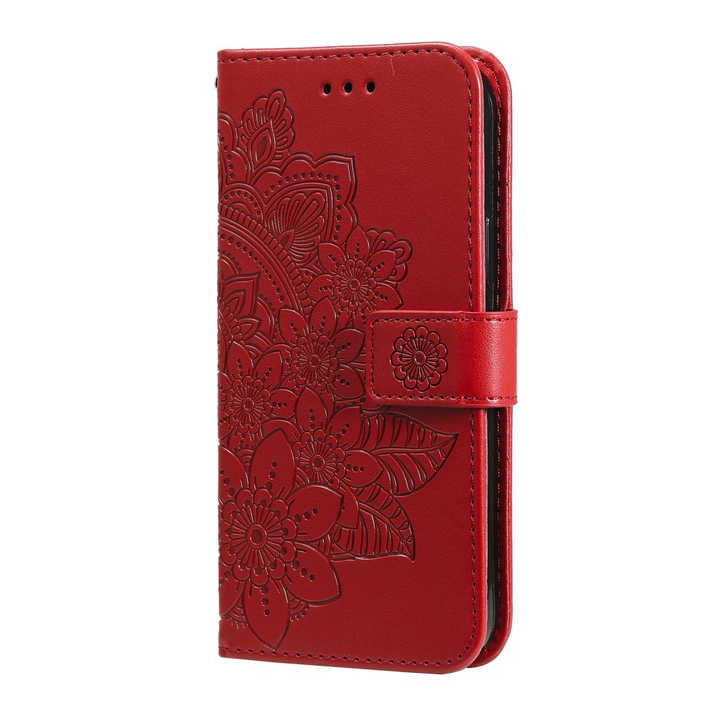  Nokia G10 / G20 Fodral Mandala Läder Röd
