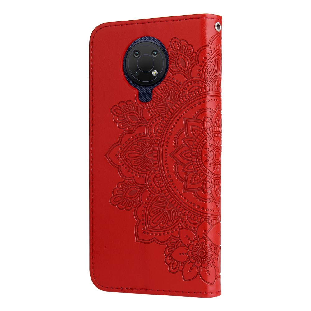  Nokia G10 / G20 Fodral Mandala Läder Röd