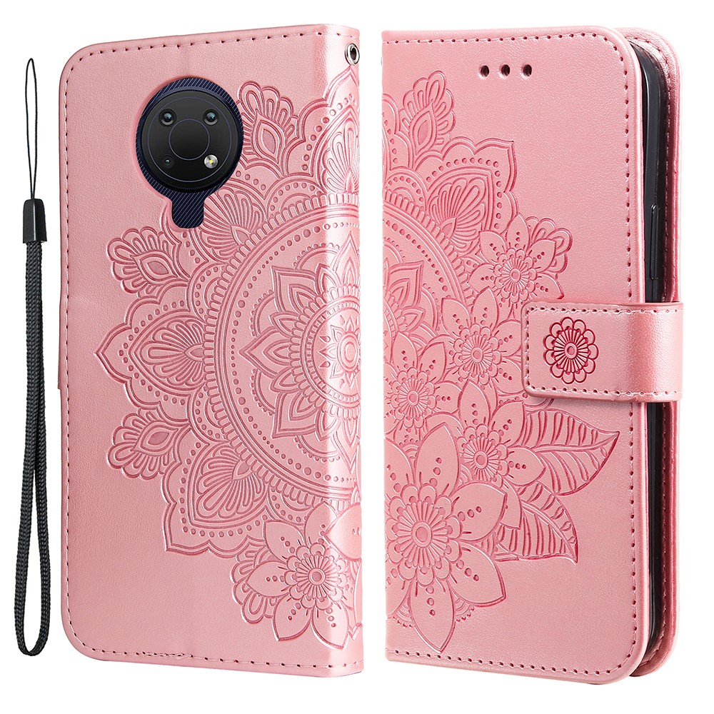 Nokia G10 / G20 Fodral Mandala Läder Roséguld