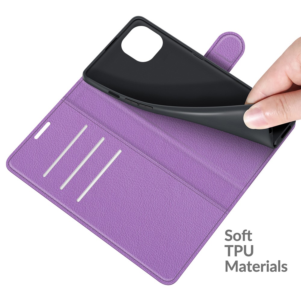  iPhone 13 Fodral Litchi Textur Lila