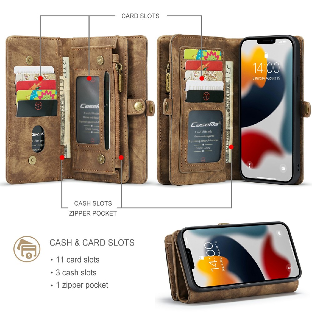 CASEME CASEME iPhone 13 Pro Max Fodral/Skal Magnet 2in1 Multifunktionell Brun