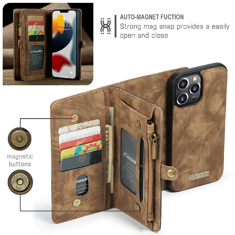 CASEME CASEME iPhone 13 Pro Max Fodral/Skal Magnet 2in1 Multifunktionell Brun