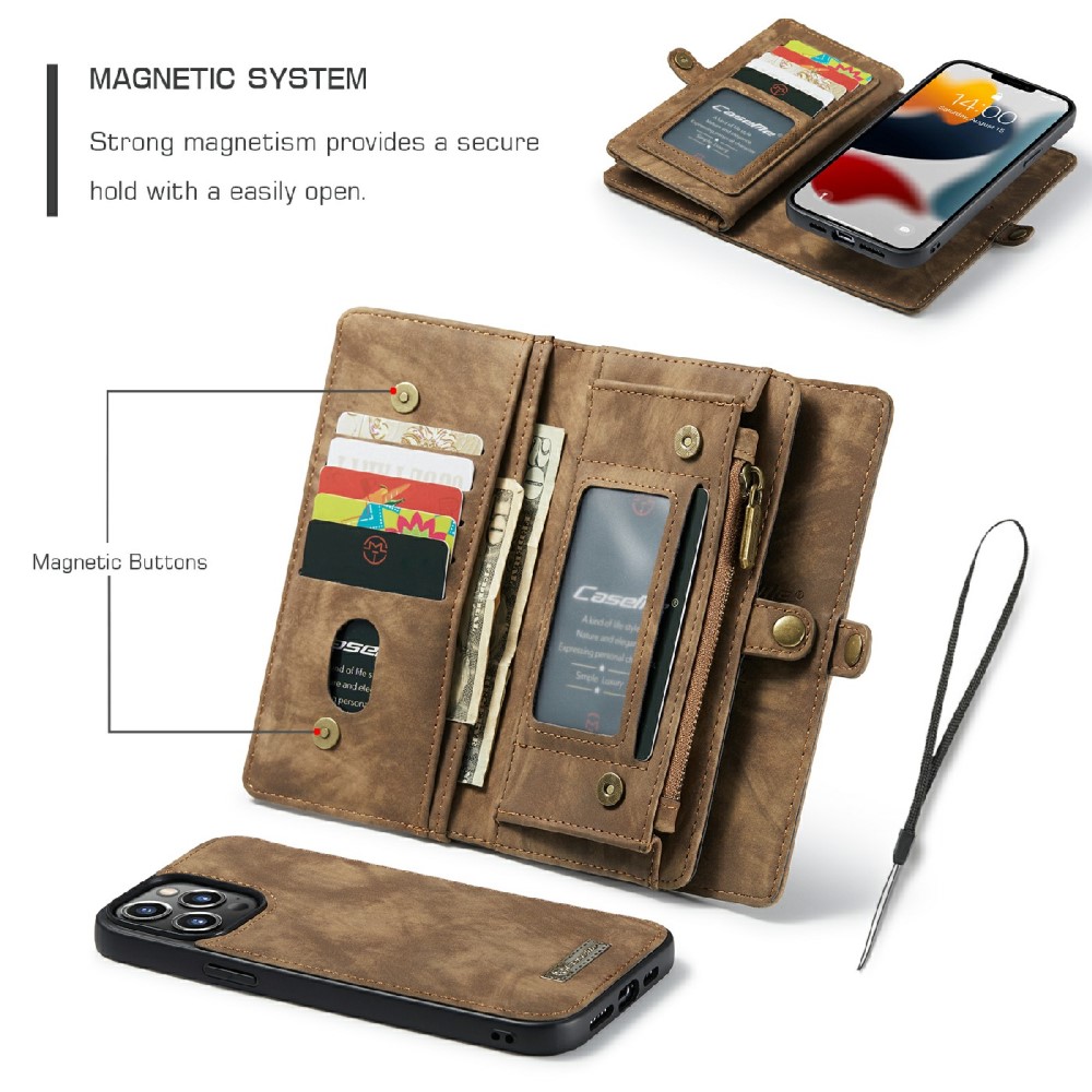 CASEME CASEME iPhone 13 Pro Max Fodral/Skal Magnet 2in1 Multifunktionell Brun