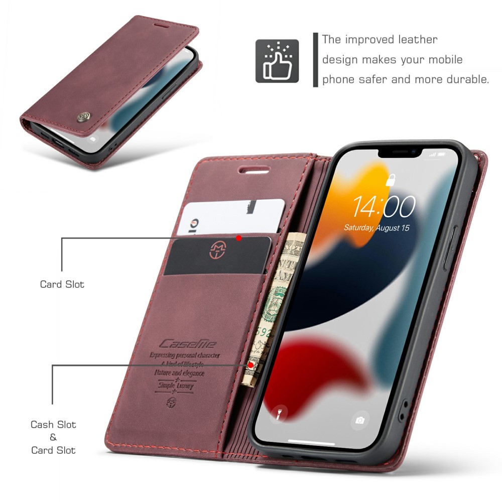 CASEME CASEME iPhone 13 Fodral Retro Läder Röd