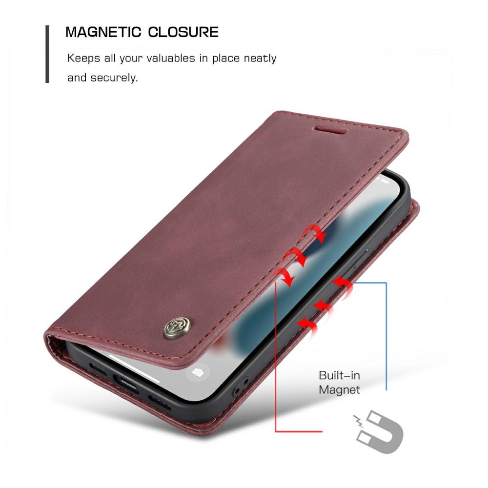 CASEME CASEME iPhone 13 Fodral Retro Läder Röd