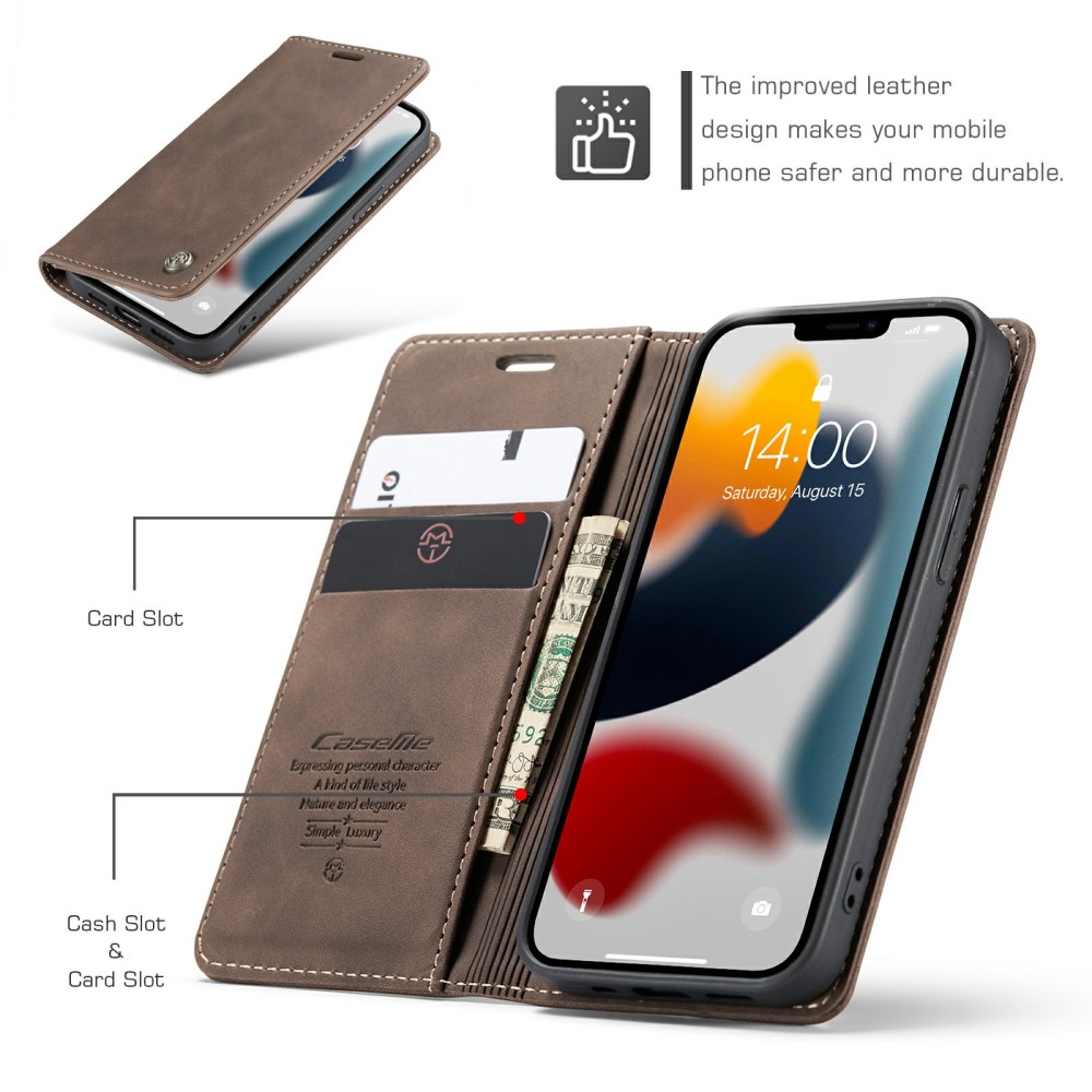 CASEME CASEME iPhone 13 Fodral Retro Läder Brun