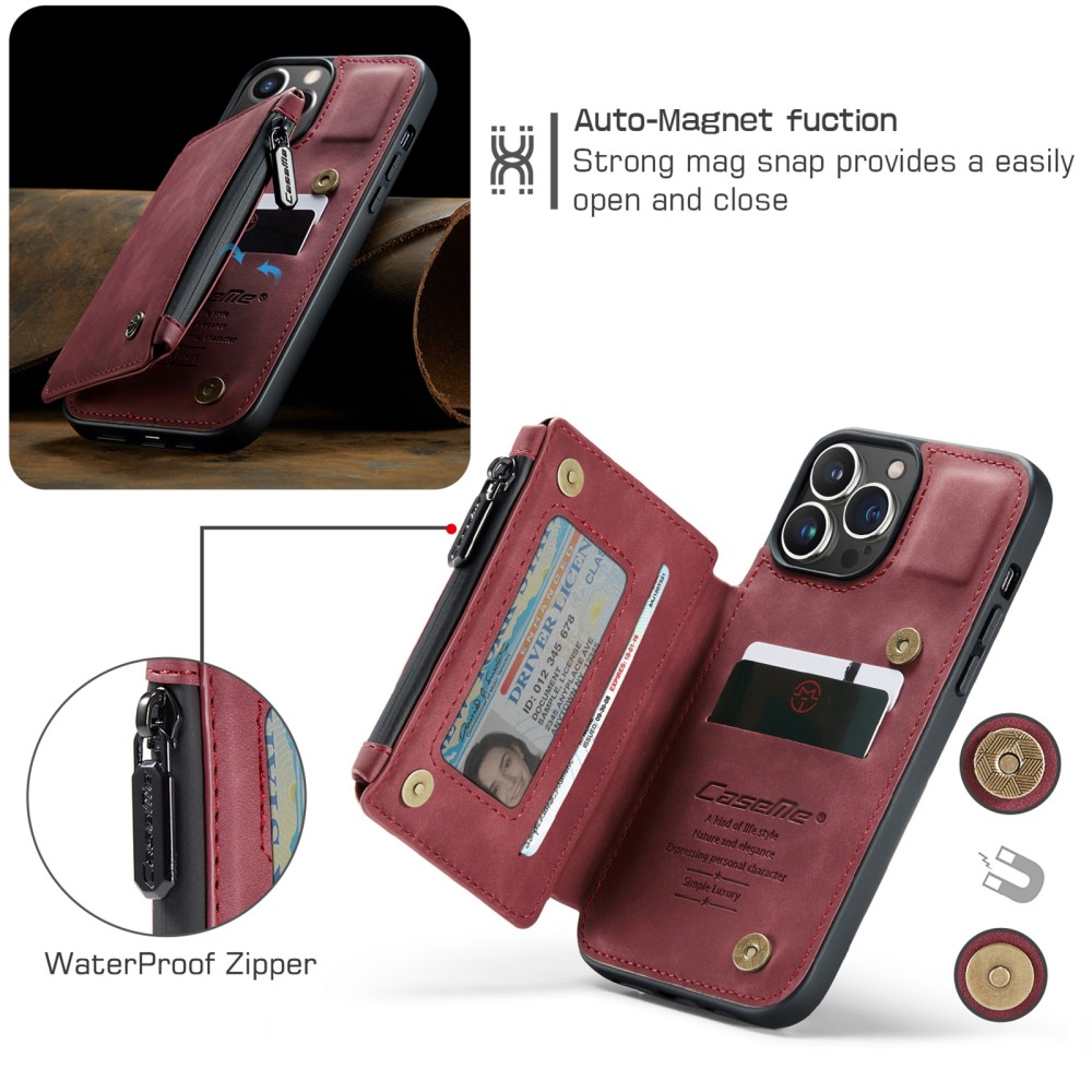 CASEME CASEME iPhone 13 Pro Max Skal Med Magnetisk Plånbok Röd