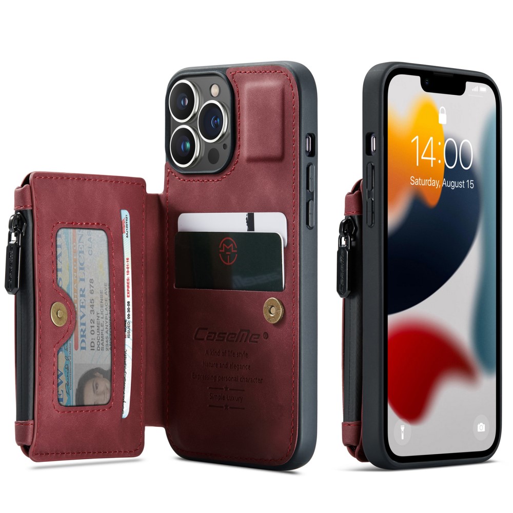 CASEME CASEME iPhone 13 Pro Skal Med Magnetisk Plånbok Röd