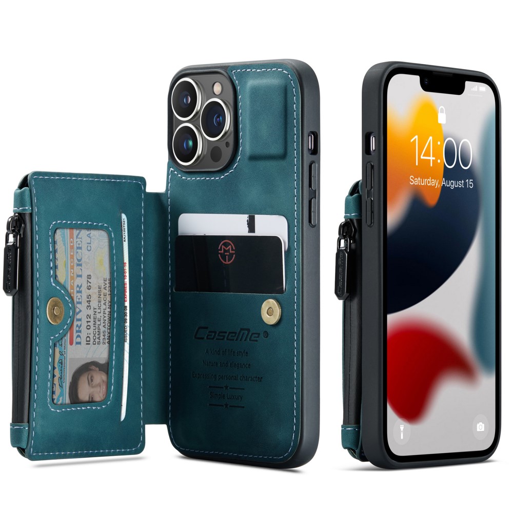 CASEME CASEME iPhone 13 Pro Skal Med Magnetisk Plånbok Blå