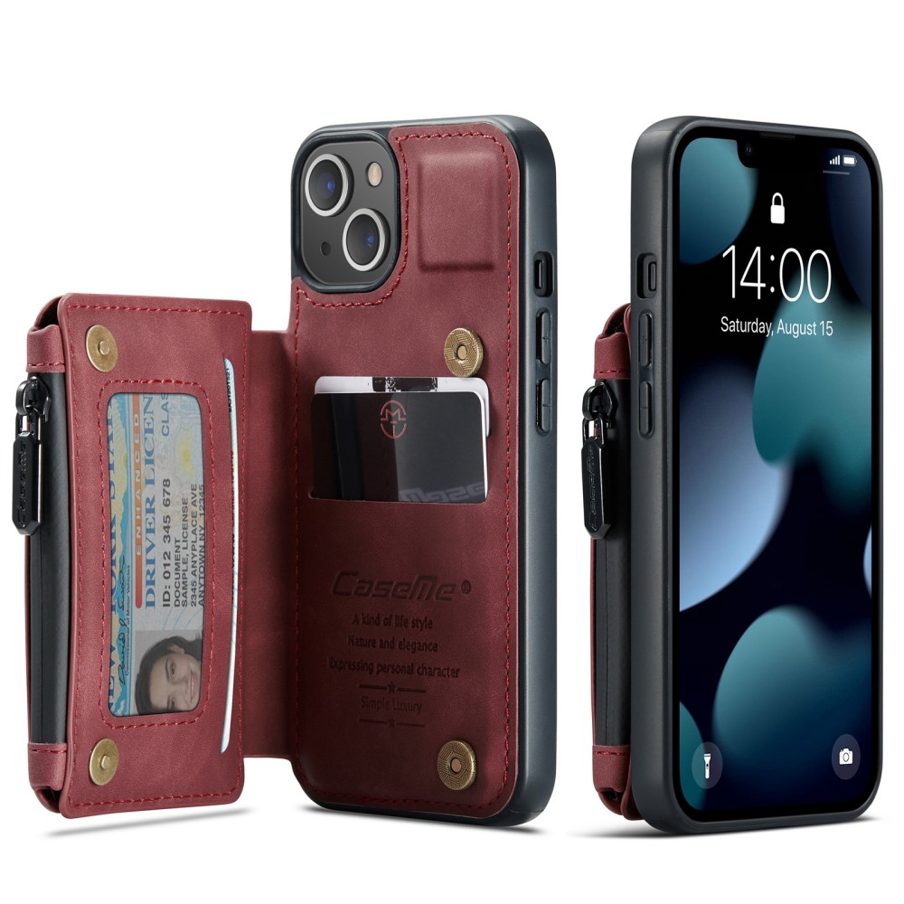 CASEME CASEME iPhone 13 Skal Med Magnetisk Plånbok Röd