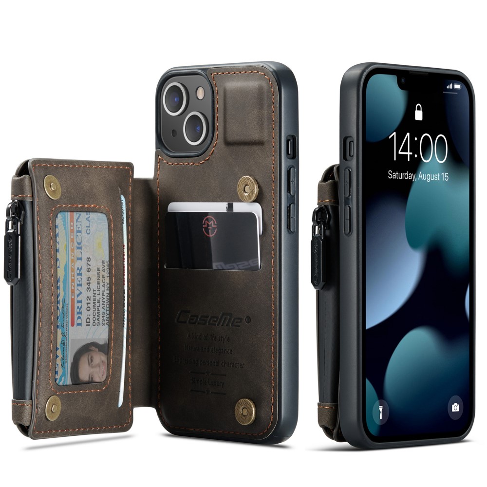CASEME CASEME iPhone 13 Skal Med Magnetisk Plånbok Mörk Brun