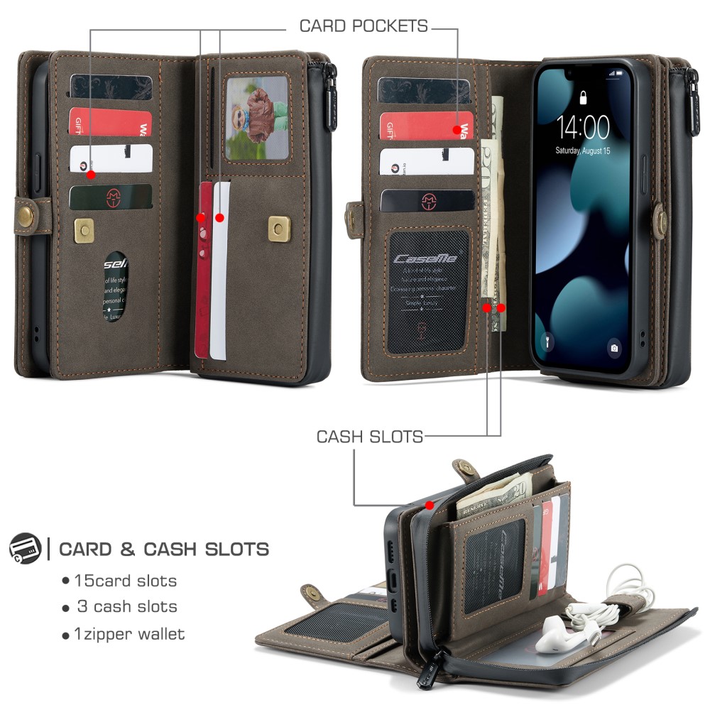 CASEME CASEME iPhone 13 Pro Fodral/Skal Magnet 2in1 Multifunktionell Brun