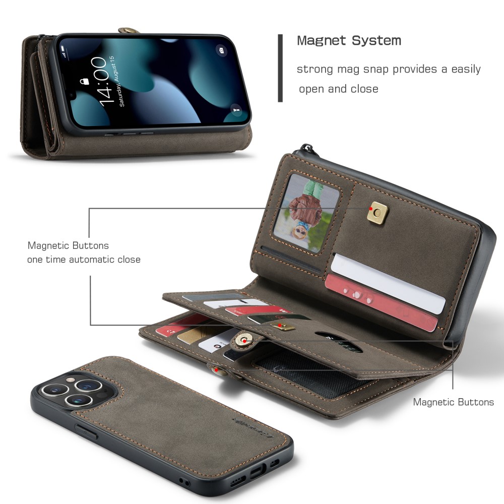 CASEME CASEME iPhone 13 Pro Fodral/Skal Magnet 2in1 Multifunktionell Brun
