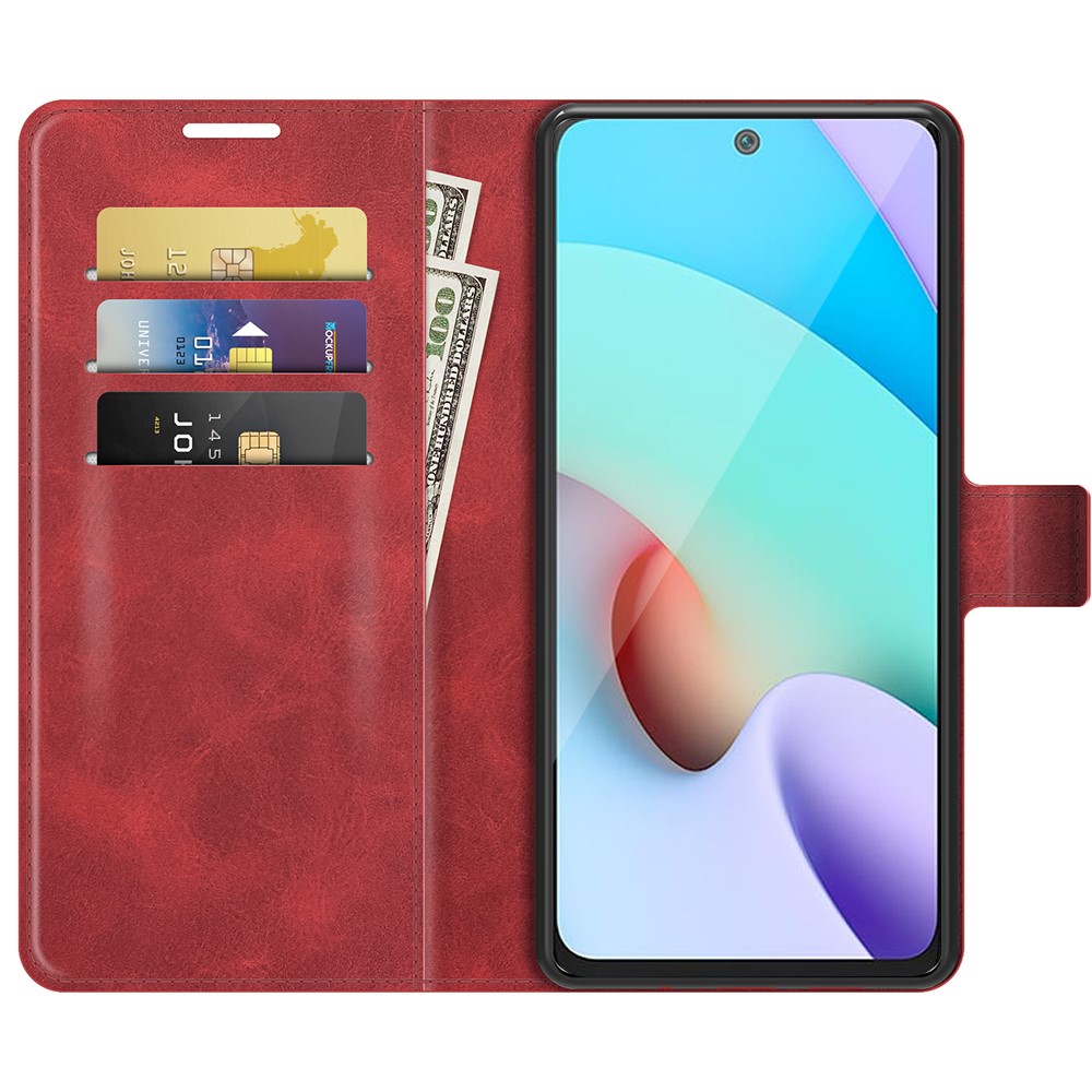  Xiaomi Redmi 10 Fodral Solid Läder Röd