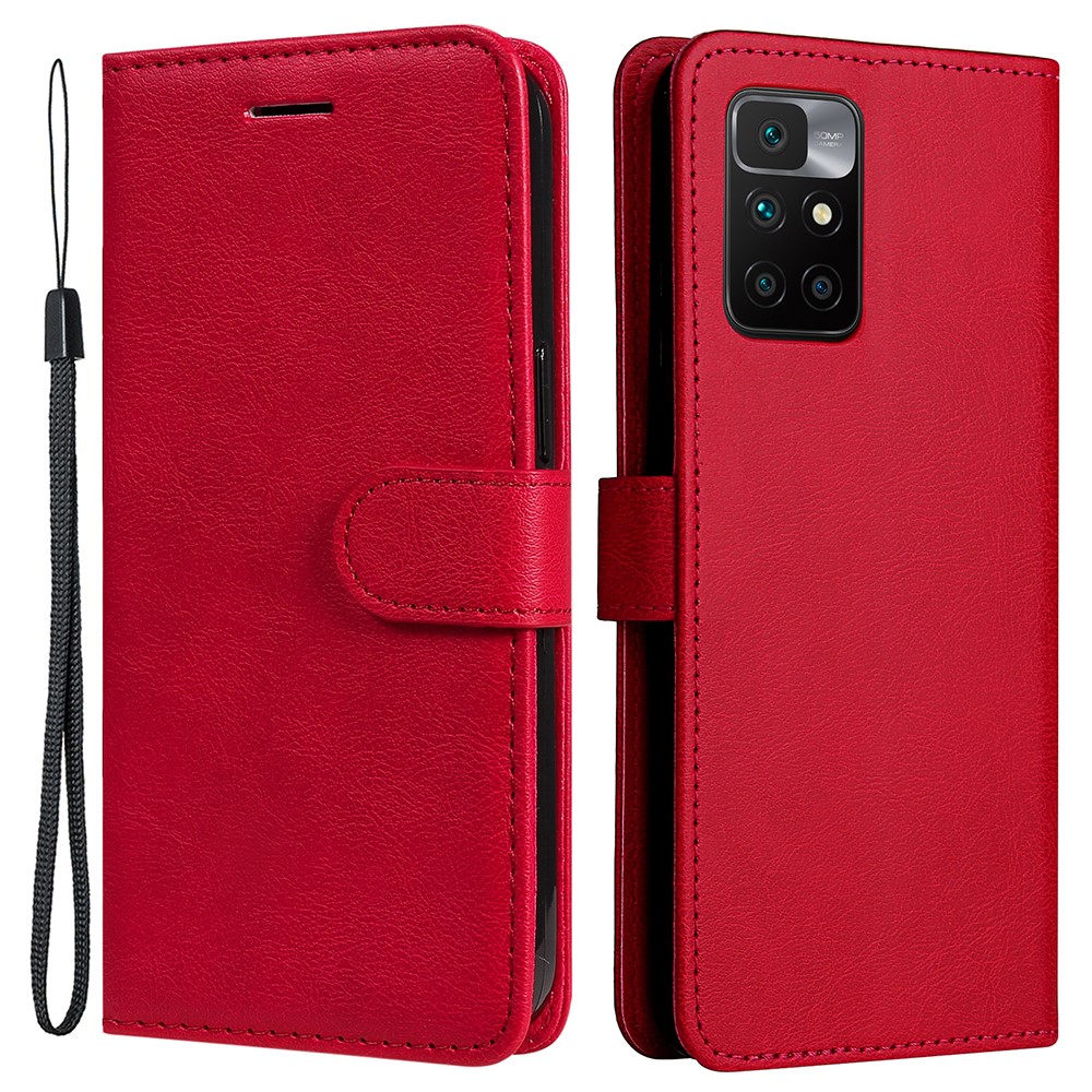  Xiaomi Redmi 10 Fodral Solid Läder Röd