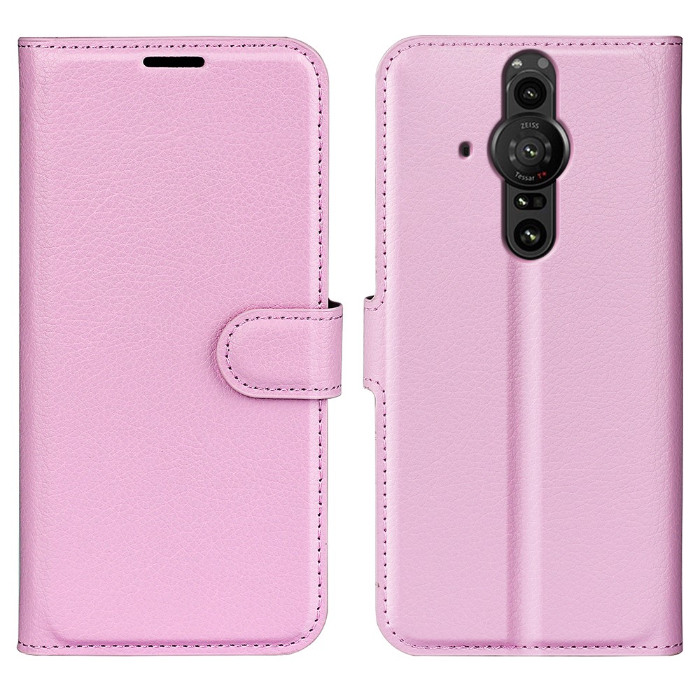  Sony Xperia Pro-I Fodral Litchi Textur Ljus Rosa