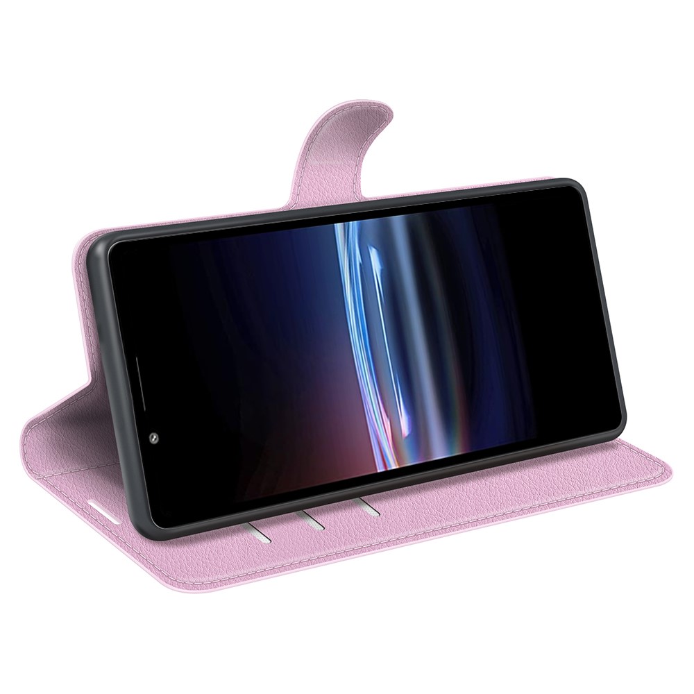  Sony Xperia Pro-I Fodral Litchi Textur Ljus Rosa