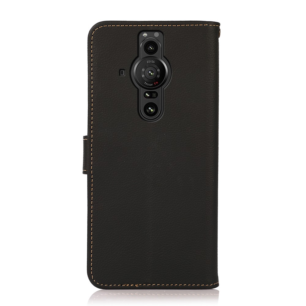 KHAZNEH KHAZNEH Sony Xperia Pro-I Fodral Äkta Läder Litchi Svart