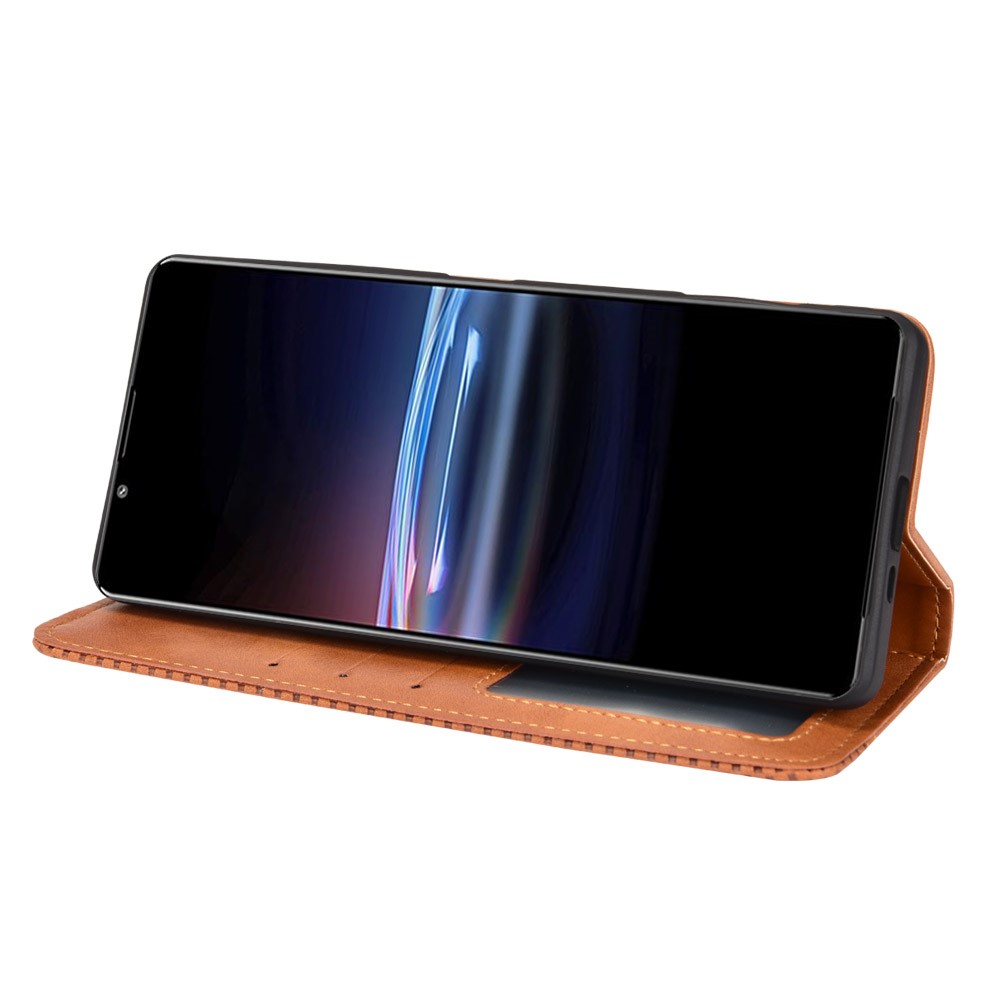  Sony Xperia Pro-I Fodral Retro Flip Läder Brun