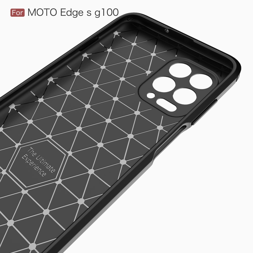  Motorola Moto G100 Skal Borstad Stål- Och Kolfiber Textur Svart