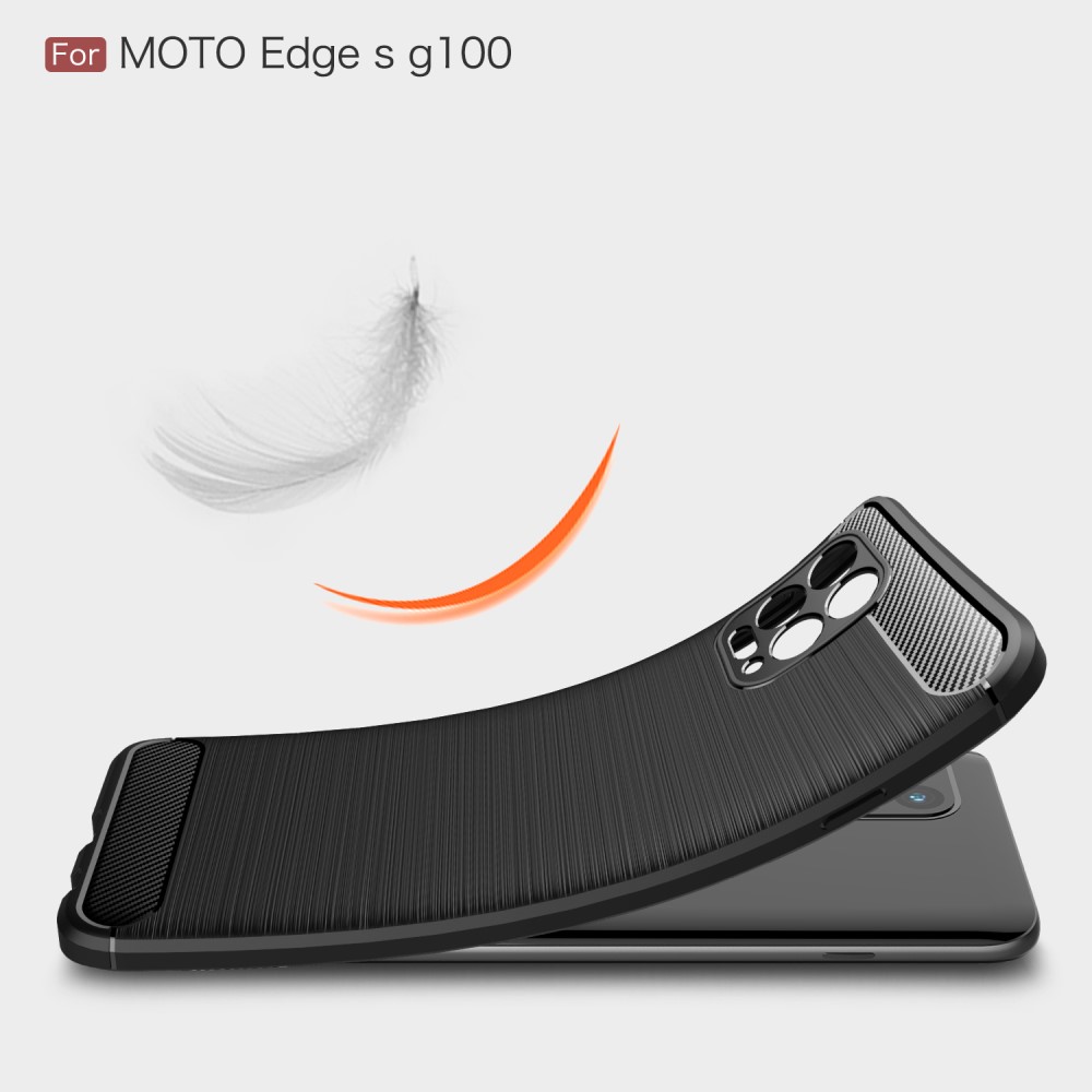  Motorola Moto G100 Skal Borstad Stål- Och Kolfiber Textur Svart
