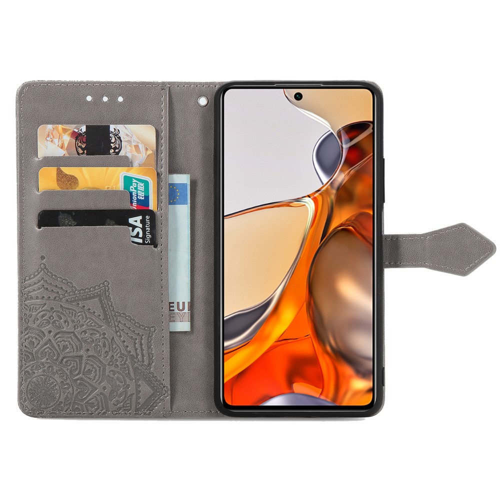  Xiaomi 11T / 11T Pro Fodral Läder Mandala Grå