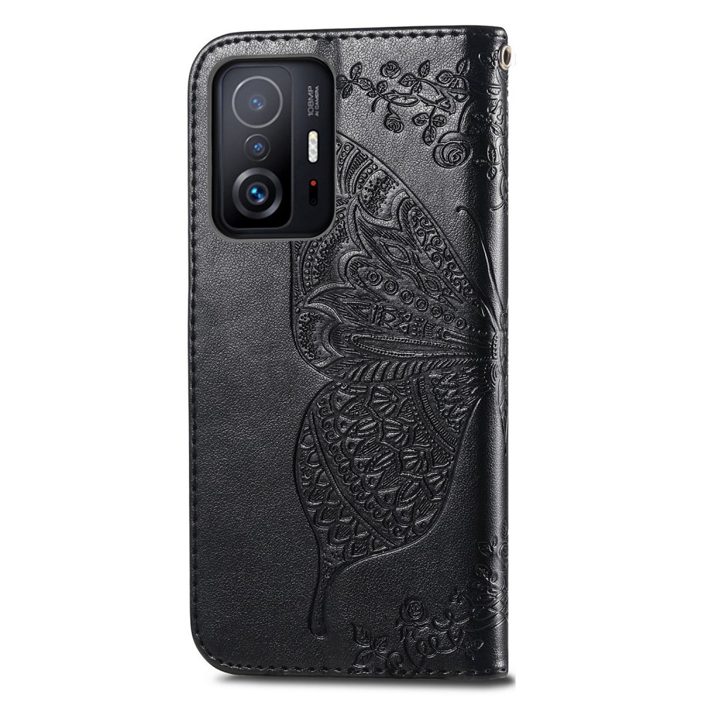  Xiaomi 11T / 11T Pro Fodral Läder Butterfly Svart