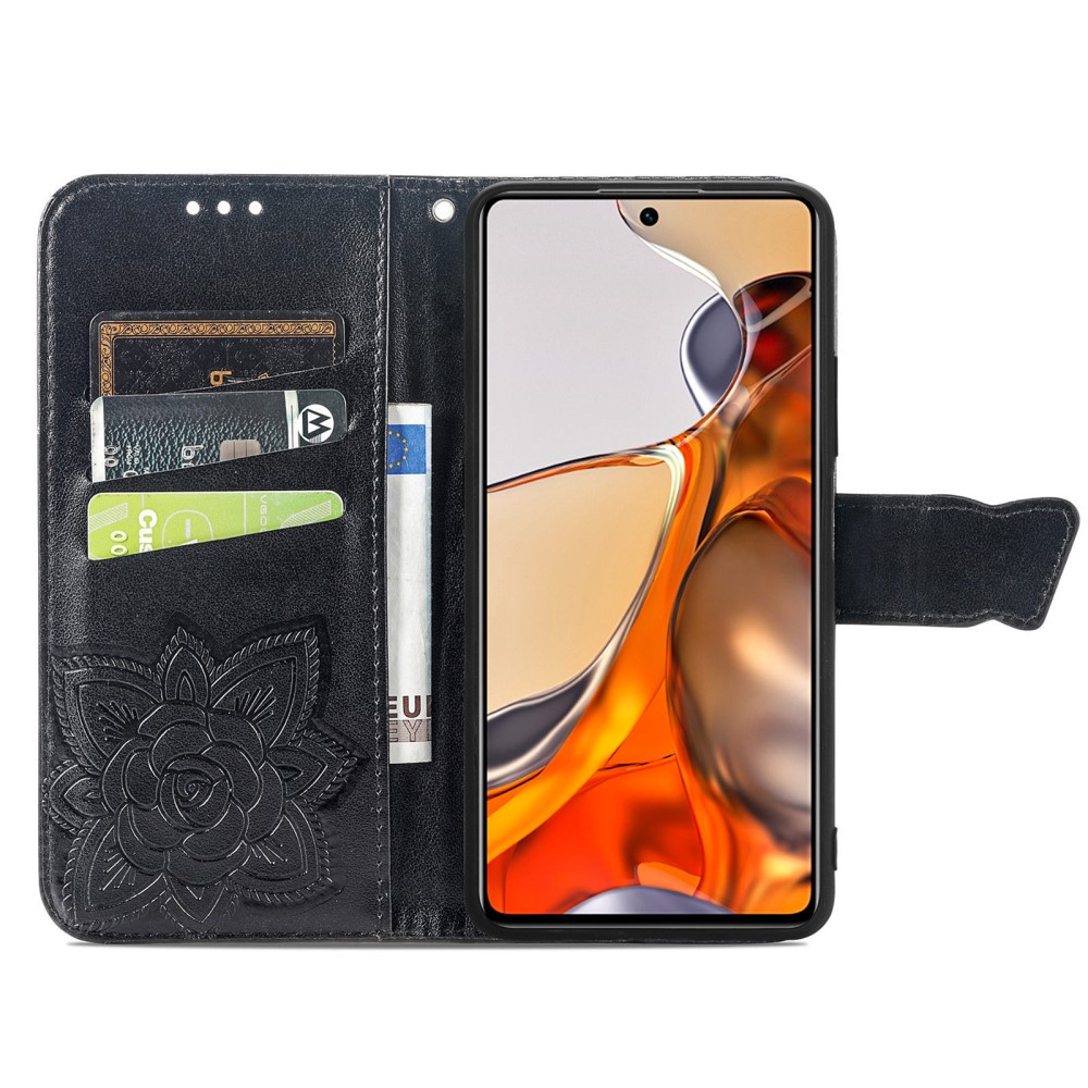  Xiaomi 11T / 11T Pro Fodral Läder Butterfly Svart