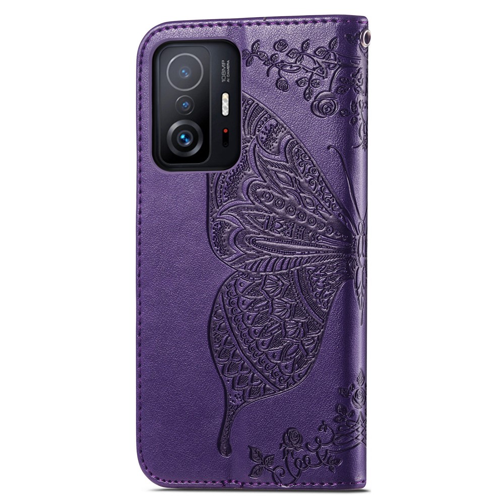  Xiaomi 11T / 11T Pro Fodral Läder Butterfly Lila