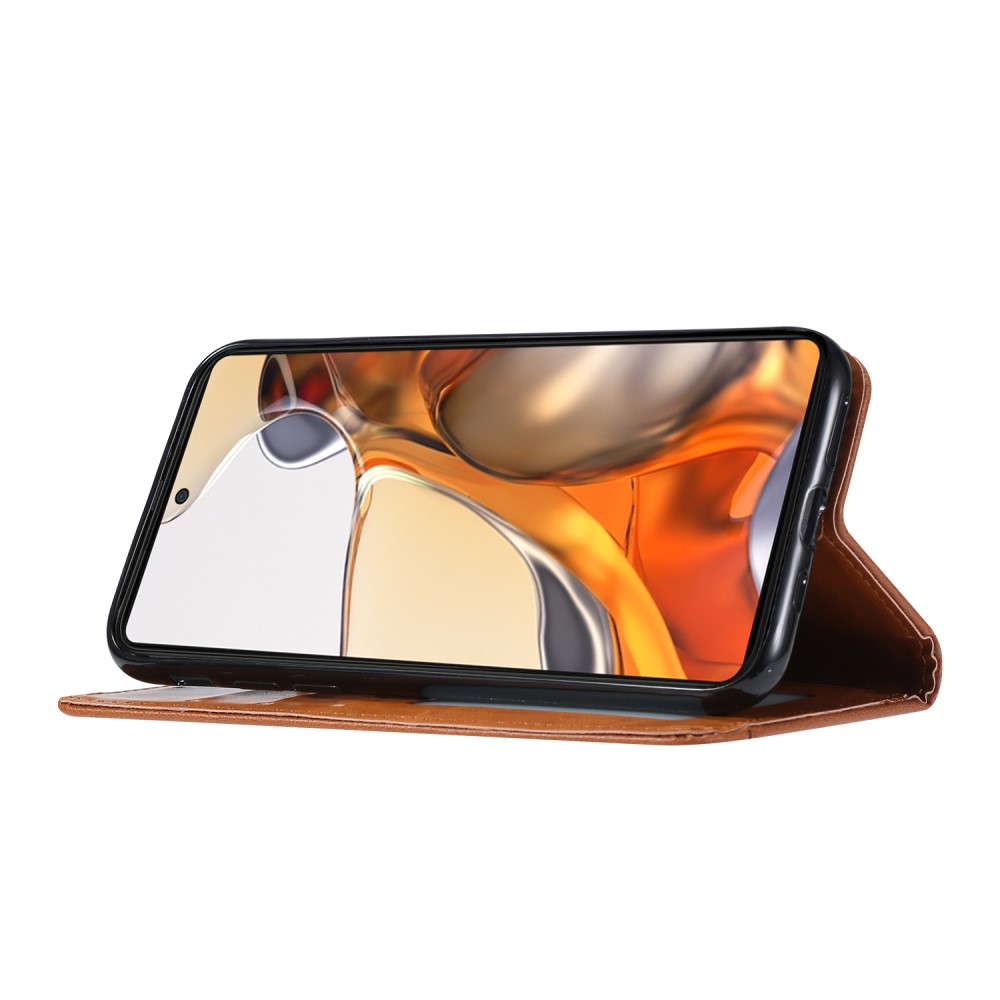  Xiaomi 11T / 11T Pro Fodral Flip Läder Med Frontficka Vinröd