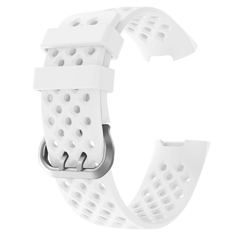  Silikon Armband Ihåligt Fitbit Charge 3 / 4 Vit