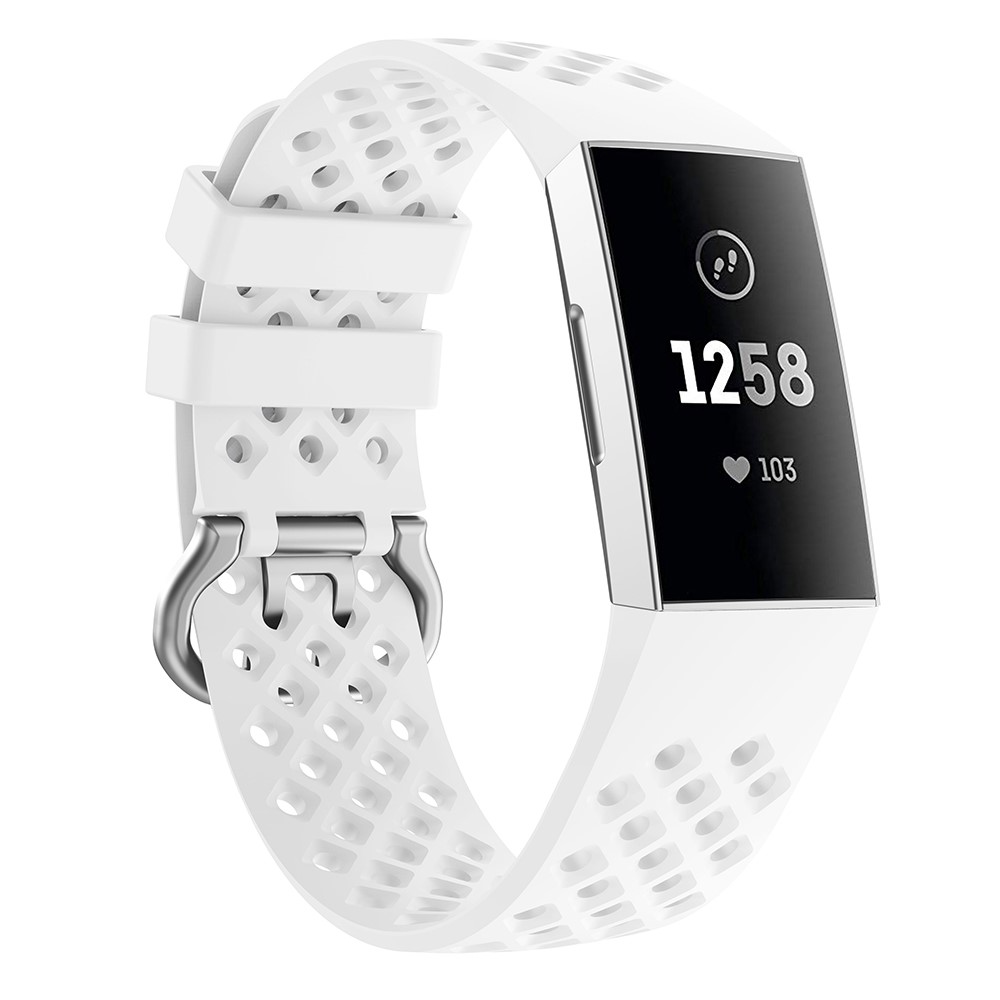  Silikon Armband Ihåligt Fitbit Charge 3 / 4 Vit