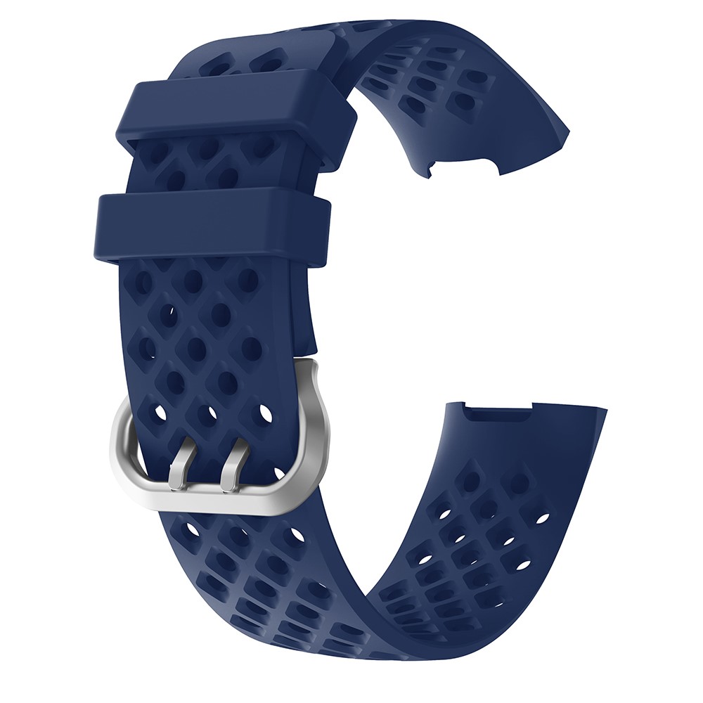  Silikon Armband Ihåligt Fitbit Charge 3 / 4 Mörk Blå