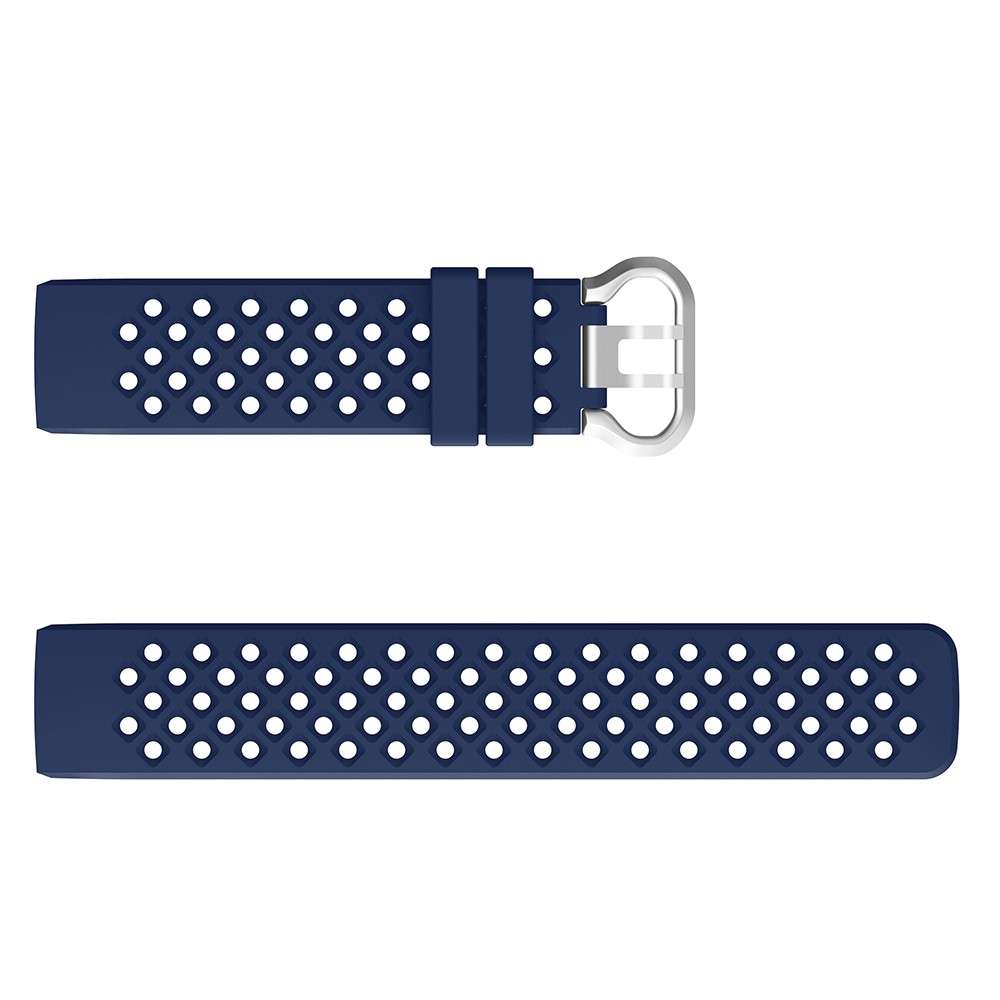  Silikon Armband Ihåligt Fitbit Charge 3 / 4 Mörk Blå