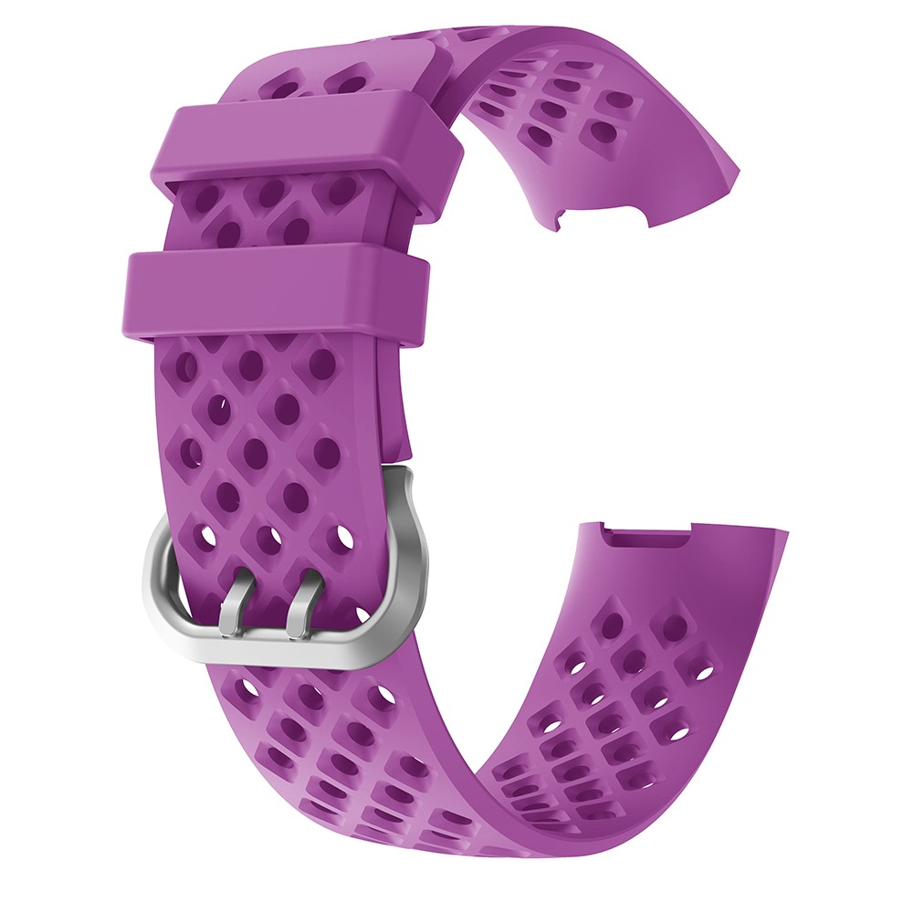  Silikon Armband Ihåligt Fitbit Charge 3 / 4 Lila