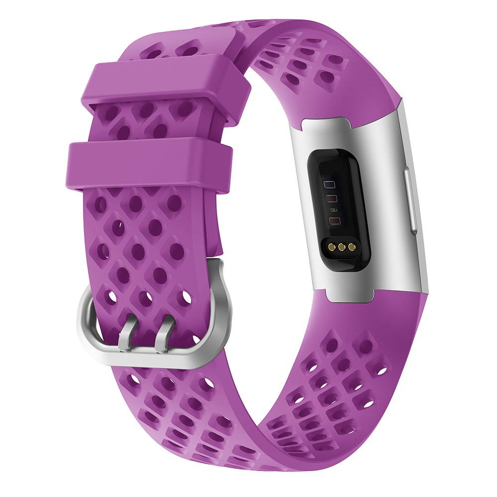  Silikon Armband Ihåligt Fitbit Charge 3 / 4 Lila