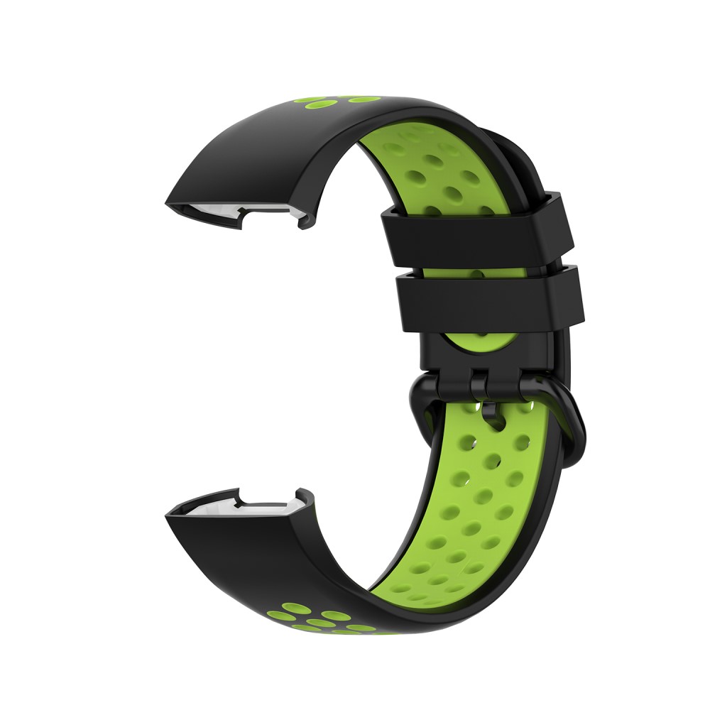  Fitbit Charge 4/3 Silikon Träningsarmband Svart/Fluorescent Grön