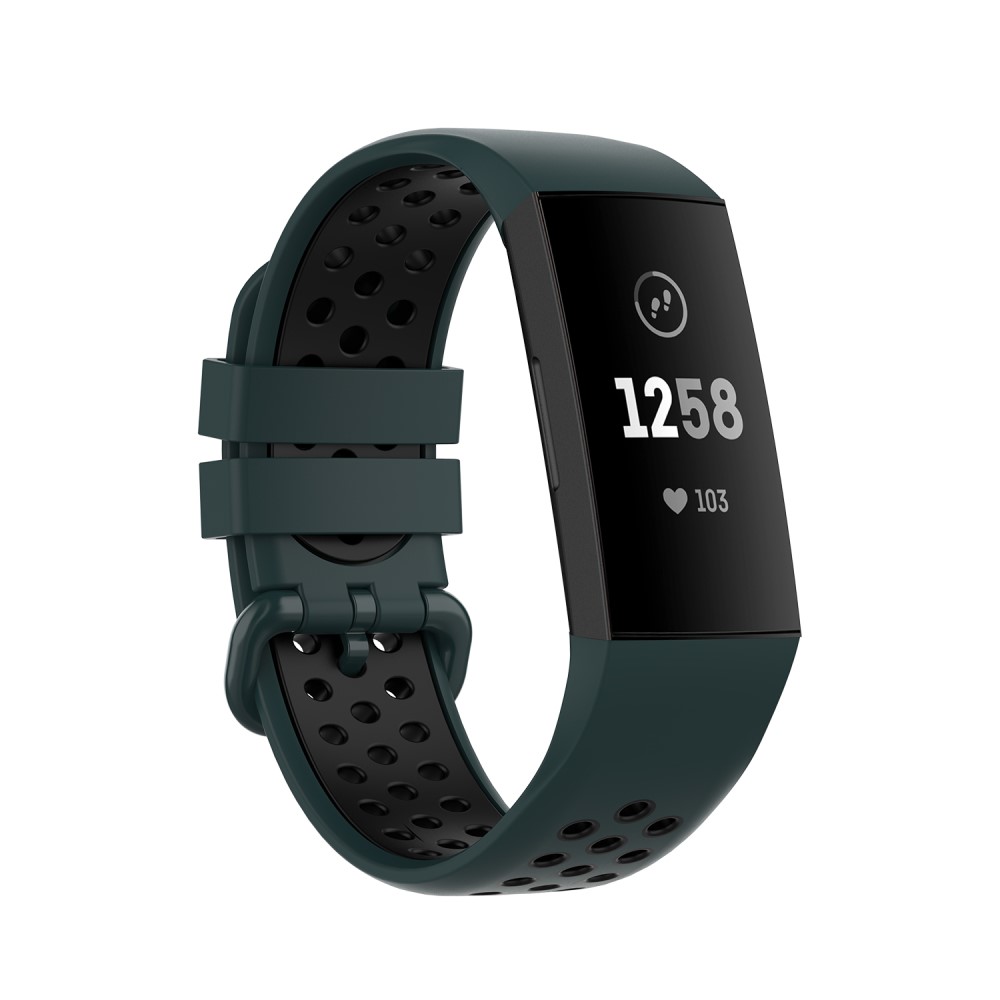  Fitbit Charge 4/3 Silikon Träningsarmband Mörk Grön/Svart