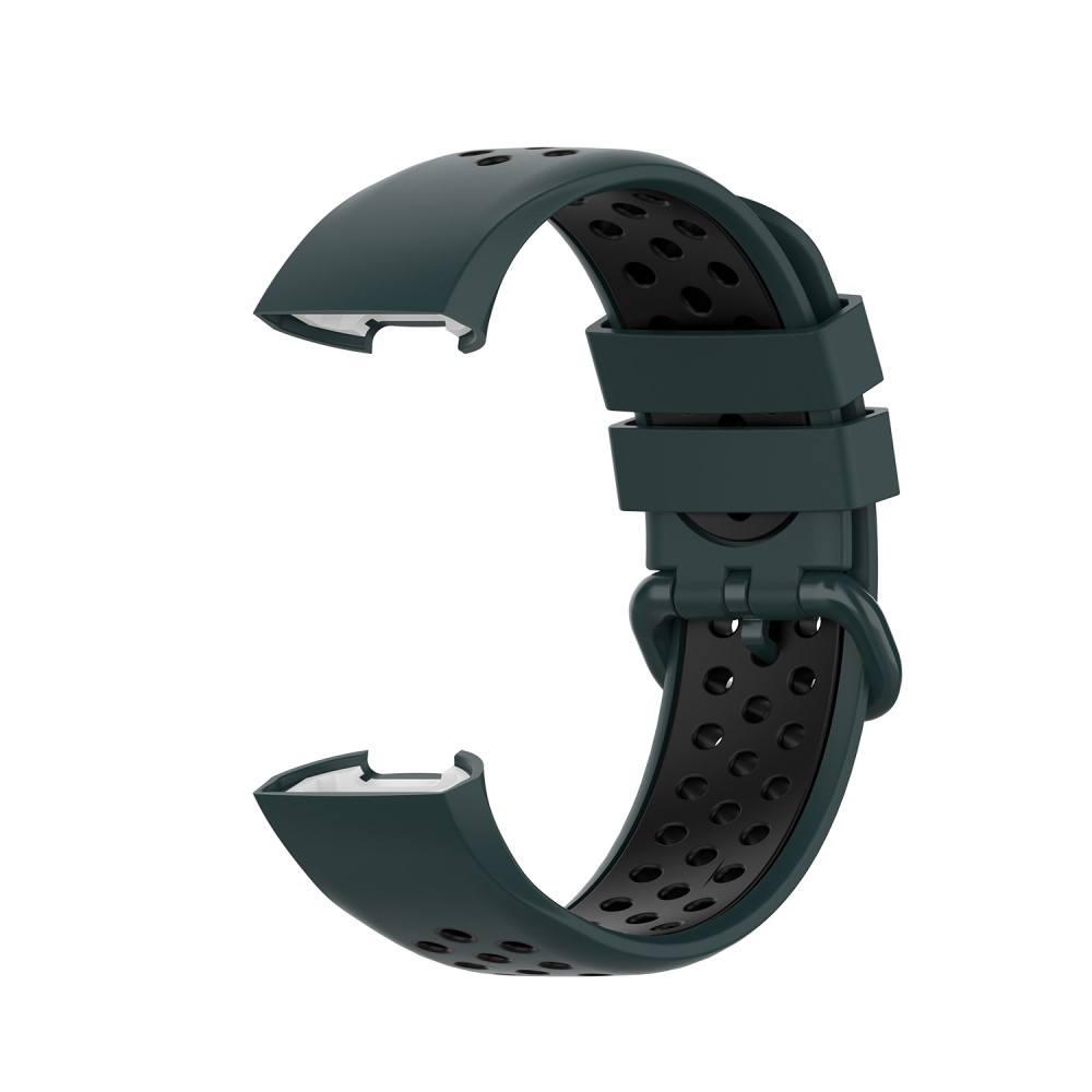  Fitbit Charge 4/3 Silikon Träningsarmband Mörk Grön/Svart