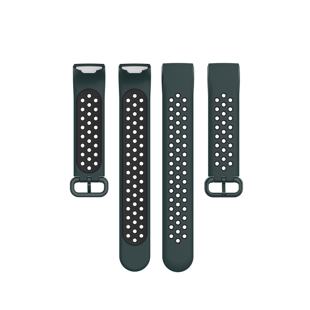  Fitbit Charge 4/3 Silikon Träningsarmband Mörk Grön/Svart