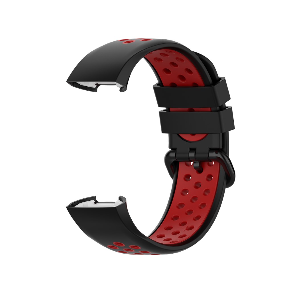  Fitbit Charge 4/3 Silikon Träningsarmband Svart/Röd