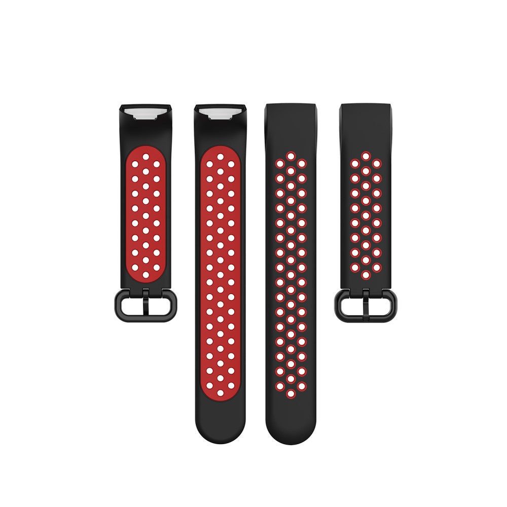  Fitbit Charge 4/3 Silikon Träningsarmband Svart/Röd