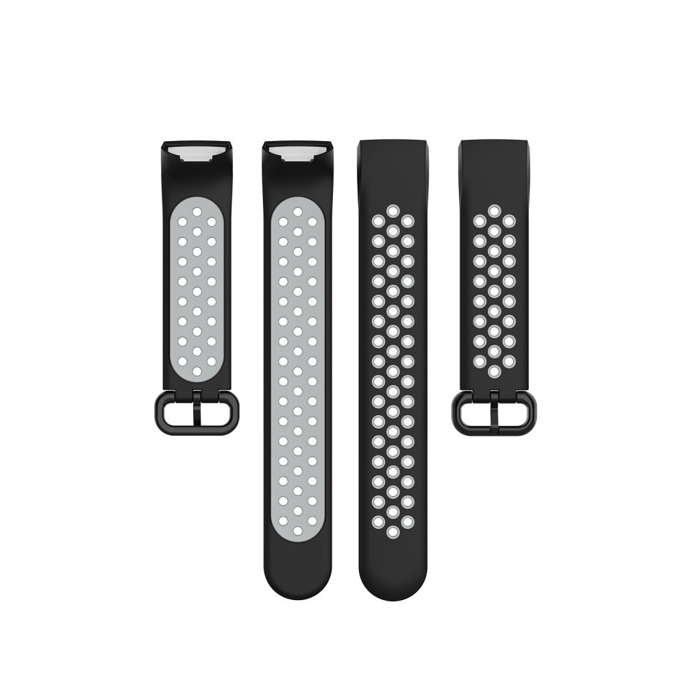  Fitbit Charge 4/3 Silikon Träningsarmband Svart/Grå