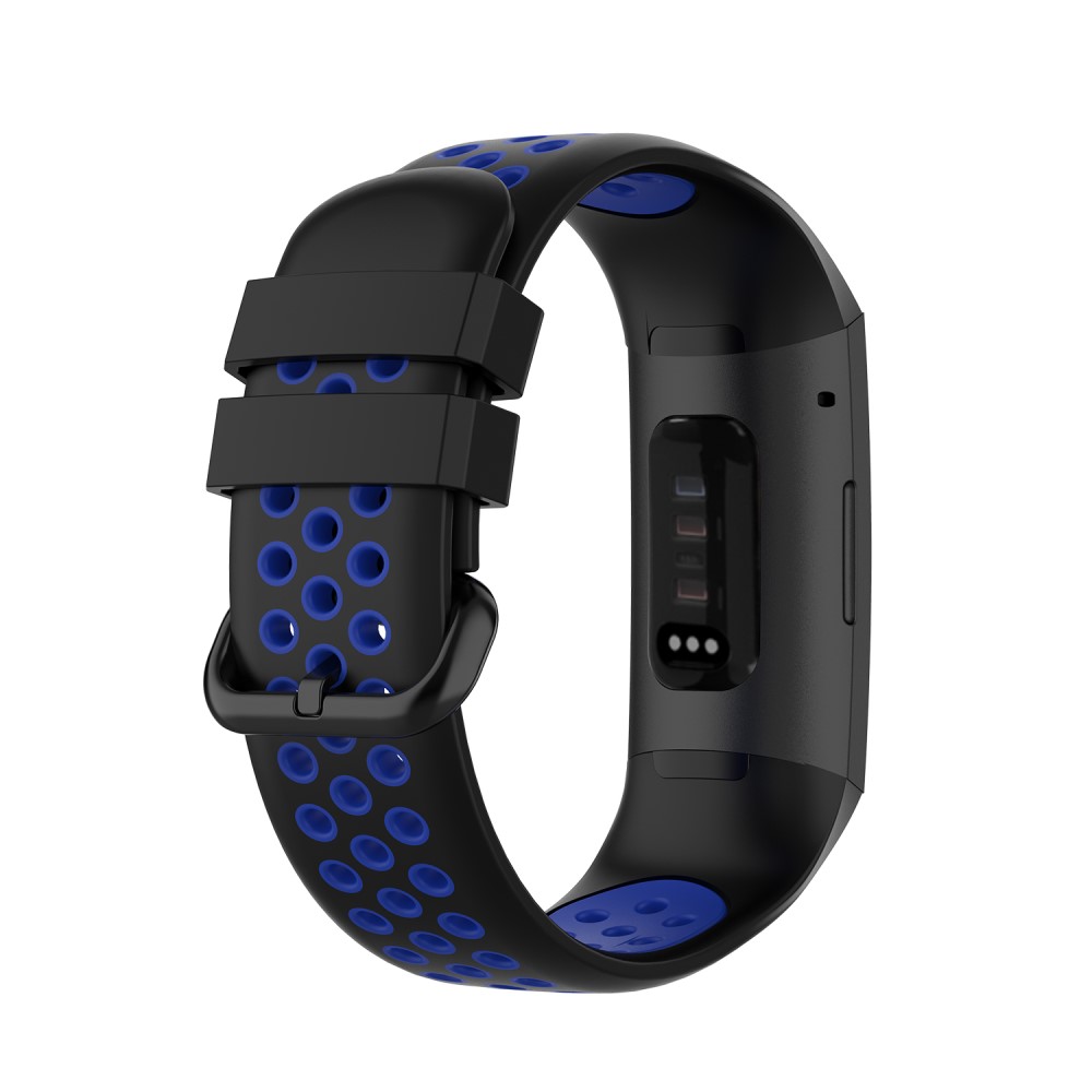  Fitbit Charge 4/3 Silikon Träningsarmband Svart/Blå