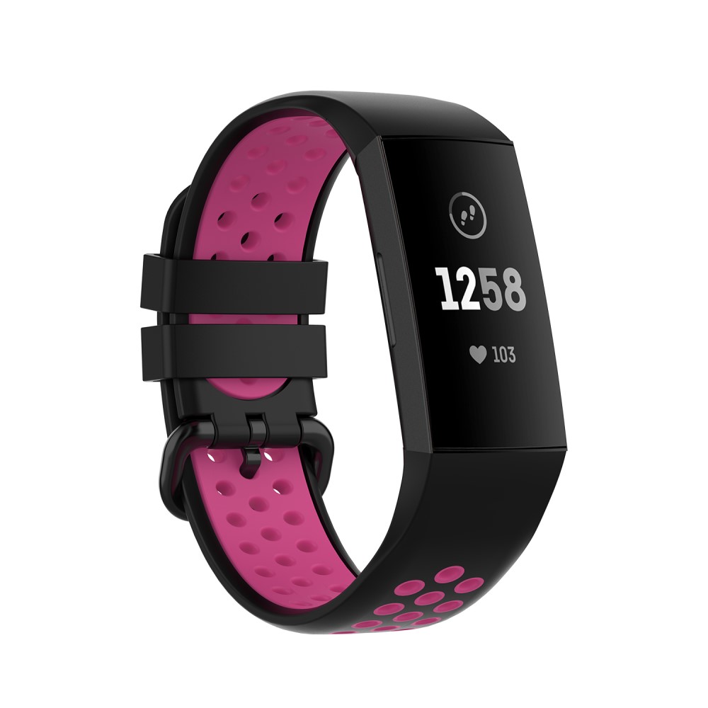  Fitbit Charge 4/3 Silikon Träningsarmband Svart/Rosa