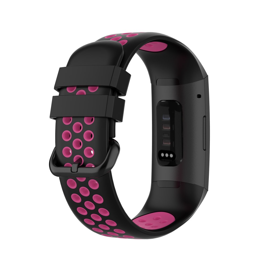  Fitbit Charge 4/3 Silikon Träningsarmband Svart/Rosa