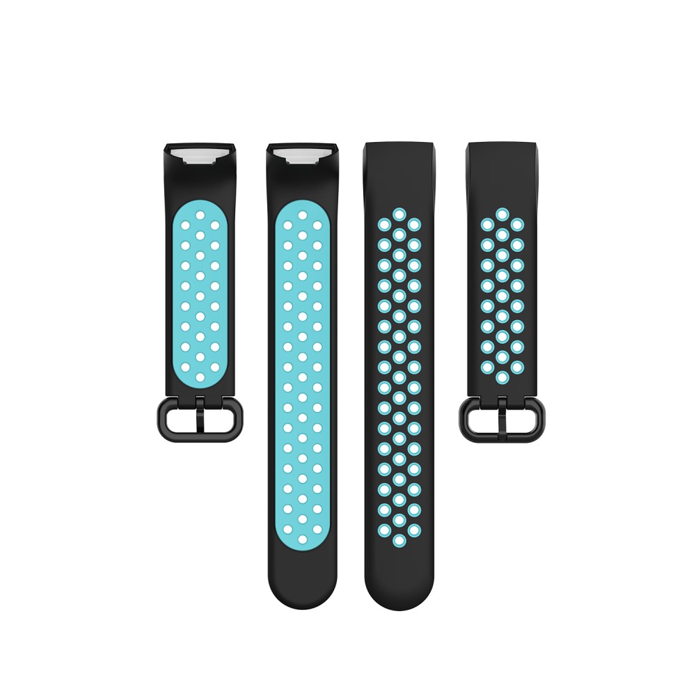 Fitbit Charge 4/3 Silikon Träningsarmband Svart/Cyan