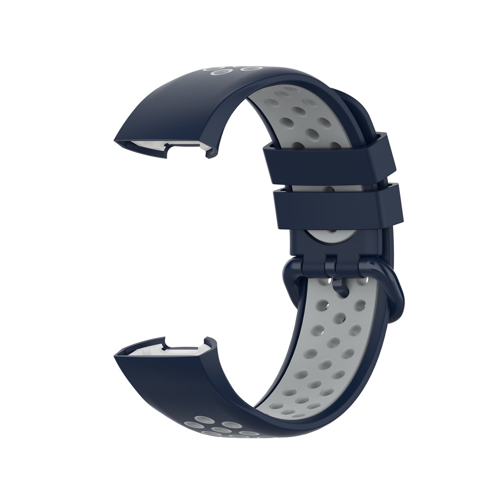  Fitbit Charge 4/3 Silikon Träningsarmband Mörk Blå/Grå